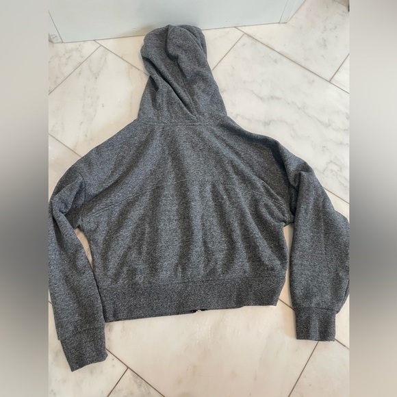 Calvin Klein, Small, women cropped gray hoodie with drawstrings zip up soft EUC - Picture 6 of 6